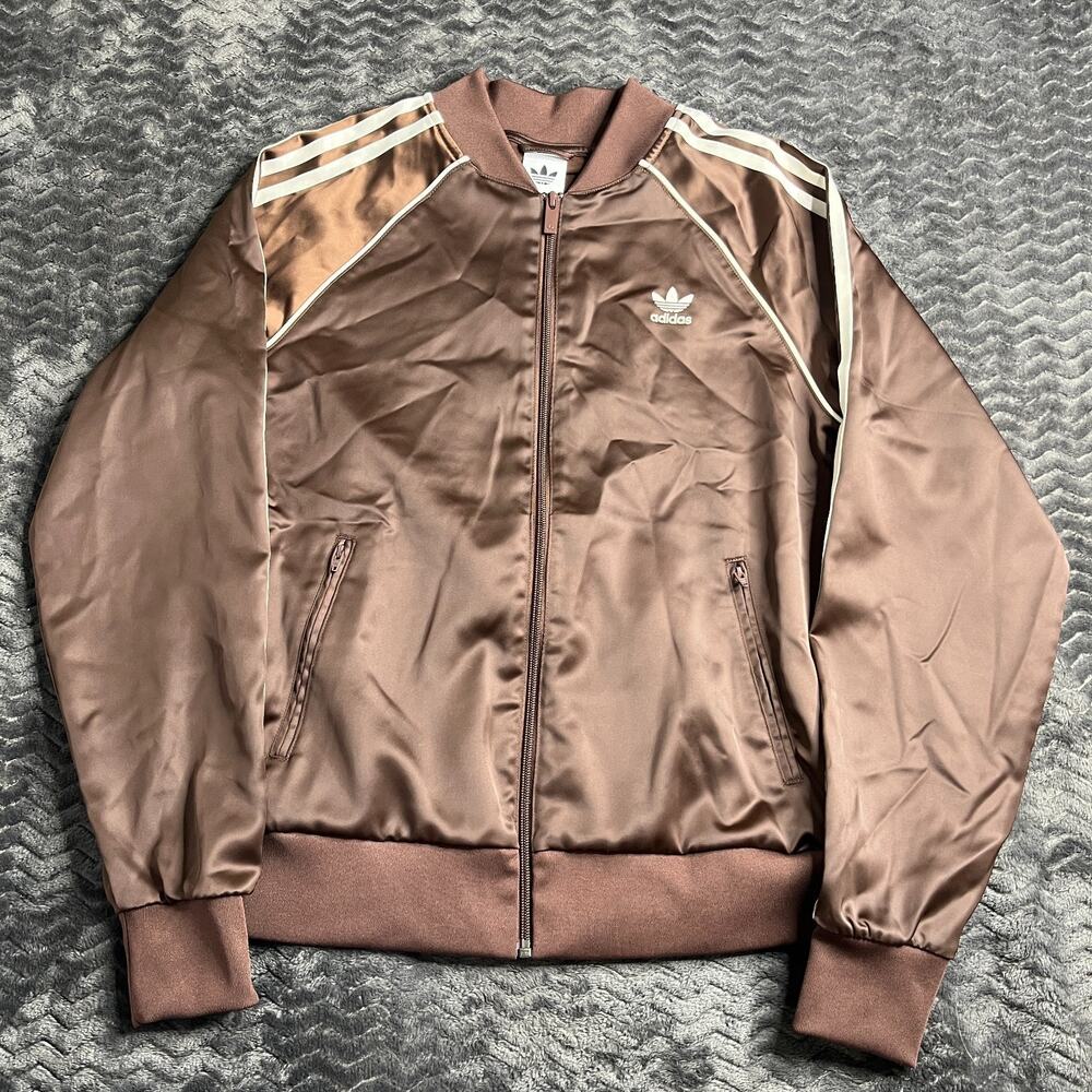 Adidas Mens M Brown Trefoil 3 Stripe Track Jacket Full Zip